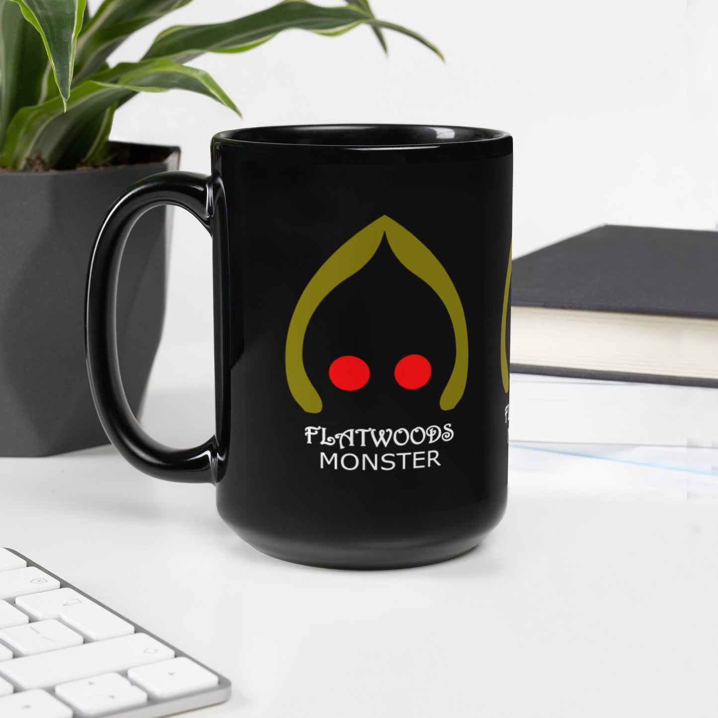 Flatwoods Monster Black Glossy Mug cryptidcurosities