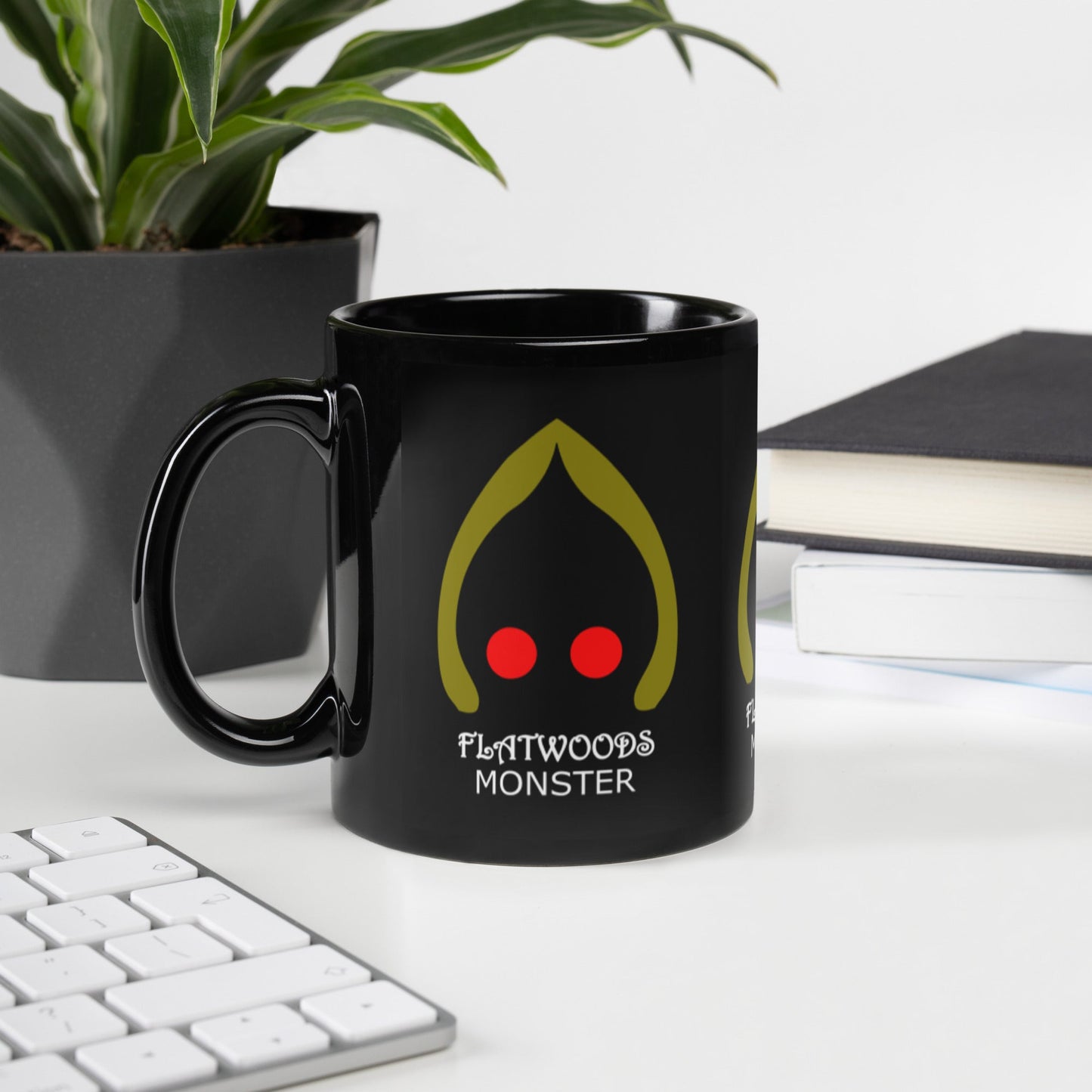 Flatwoods Monster Black Glossy Mug cryptidcurosities