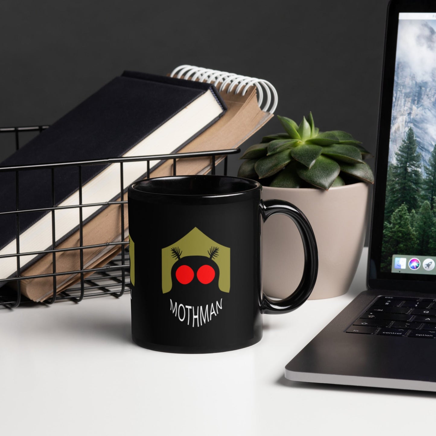 Mothman Black Glossy Mug cryptidcurosities