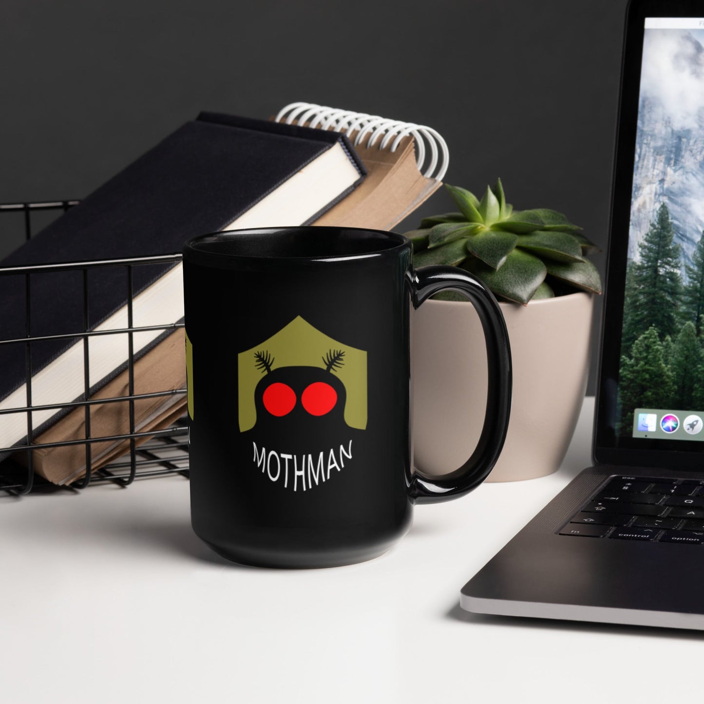 Mothman Black Glossy Mug cryptidcurosities