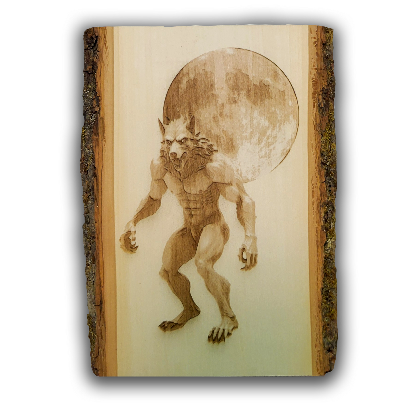 Full Moon - Engraved Wood Panel