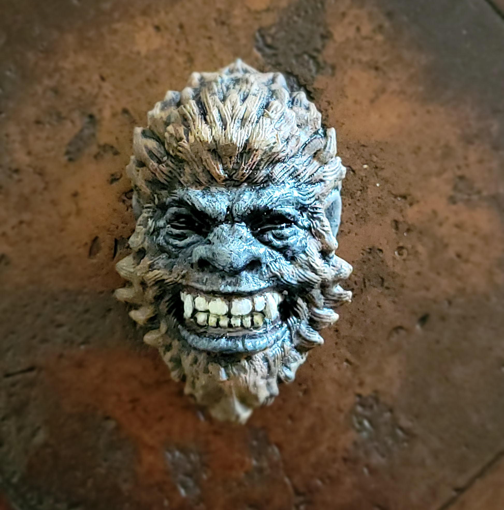 Grey skinned angry Bigfoot 3D magnet