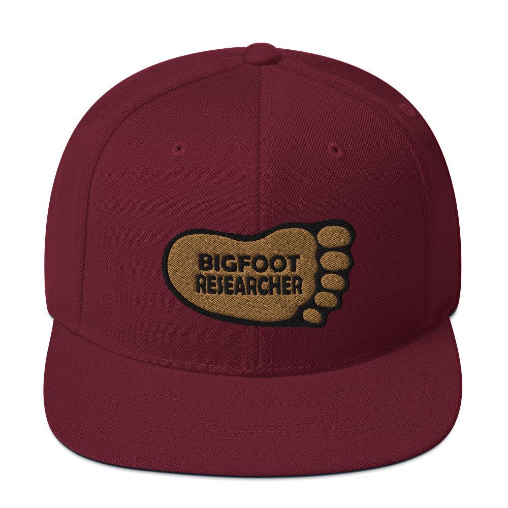 Maroon Bigfoot Researcher Snapback Hat cryptidcurosities