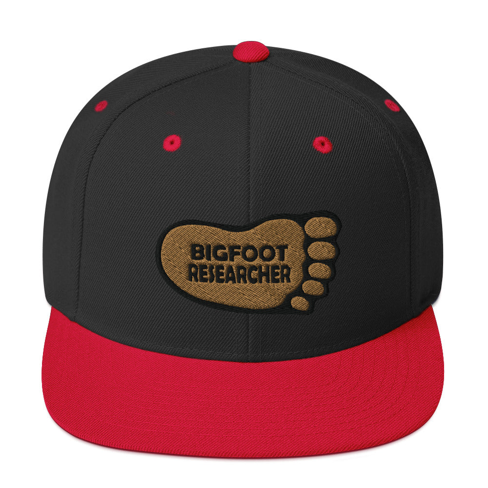 Black and Red Bigfoot Researcher Snapback Hat cryptidcurosities